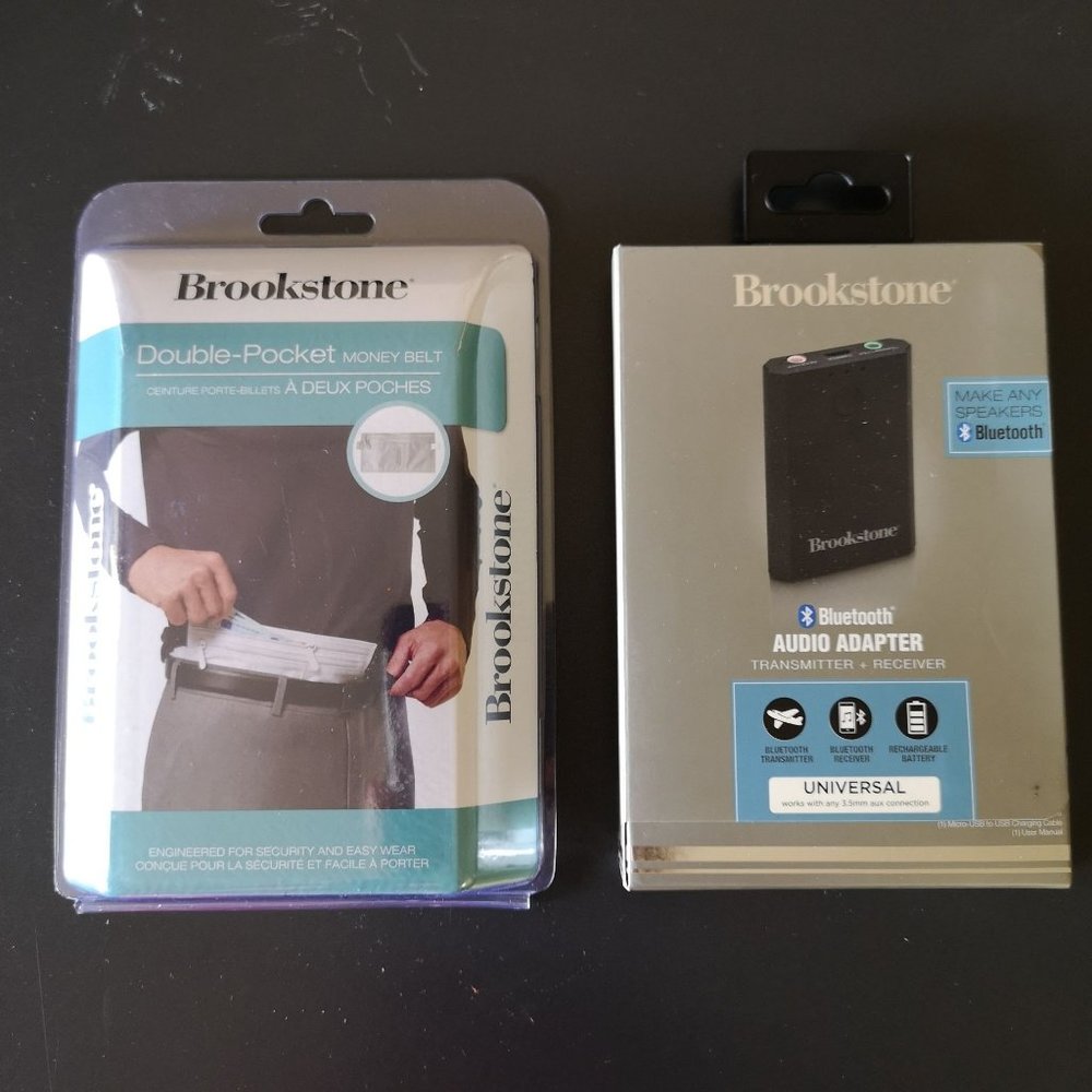 Brookstone Travel Set Audio Adapter + Money Belt